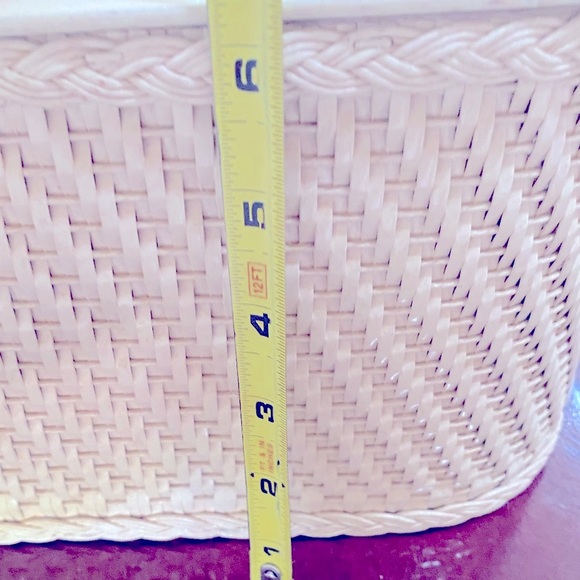 PRINCESS VINTAGE WICKER SEWING 🧵 BOX 🗃️ BASKET 🧺 from the 50’s Floral Decal - Picture 9 of 15